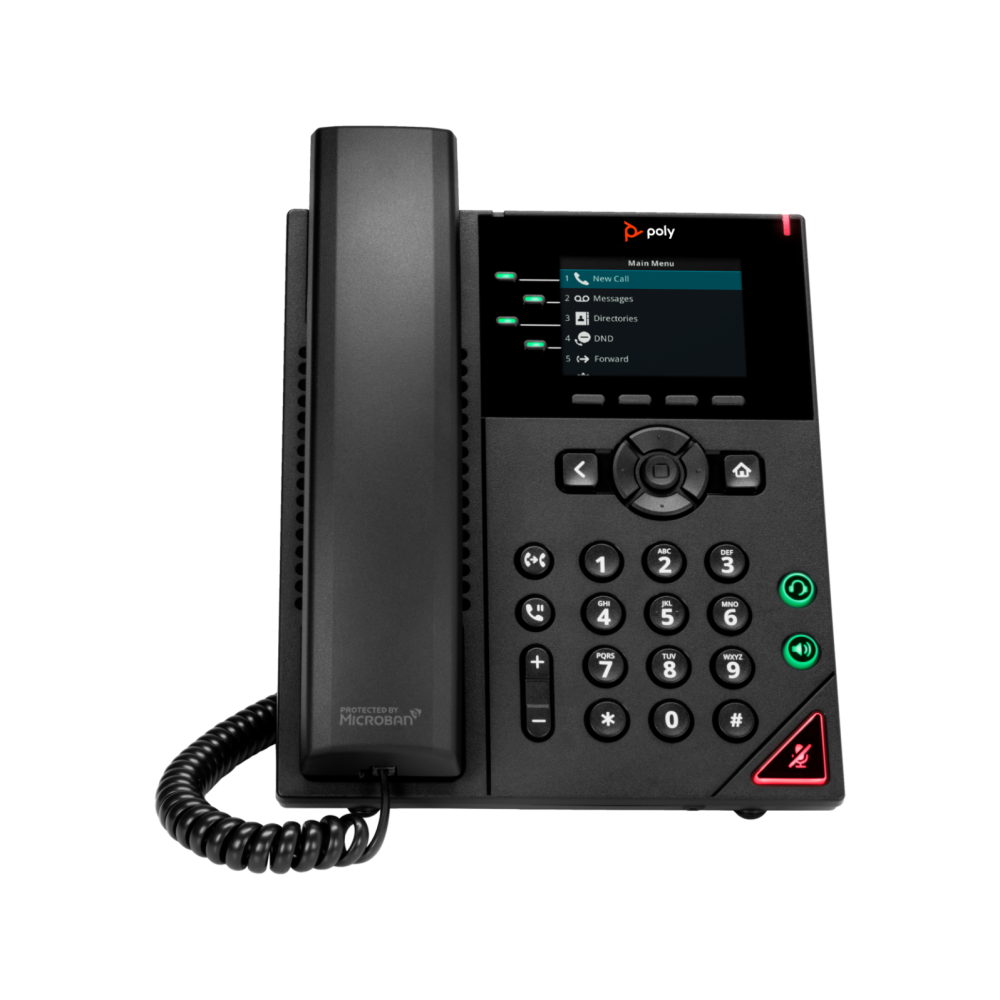 Poly VVX 250 4-Line IP Desk Phone Antimicrobial Black 89B66AA#ABA
