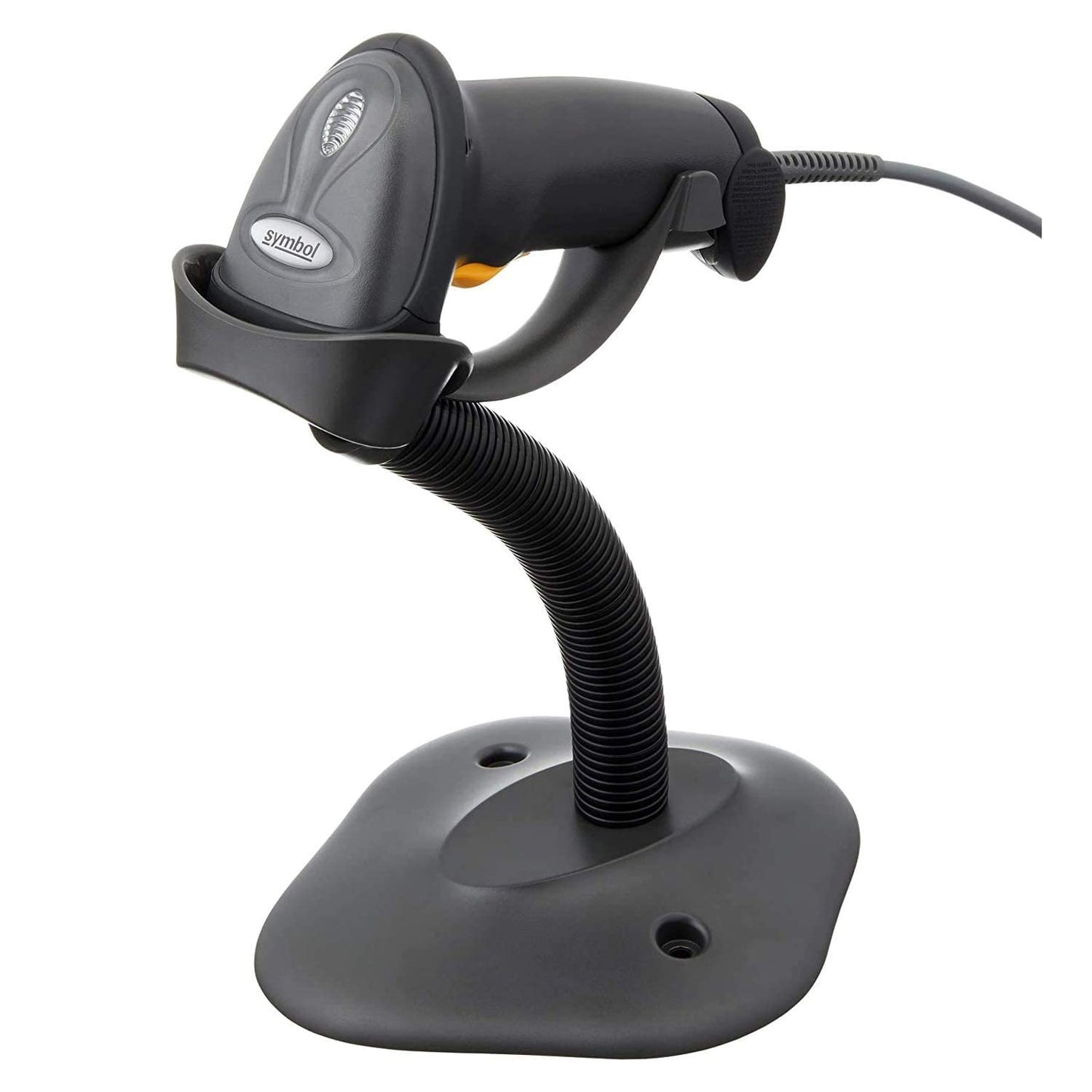 Escáner de código de barras portátil Zebra LS2208. Cable USB negro y soporte incluidos. LS2208-SR20007R-UR
