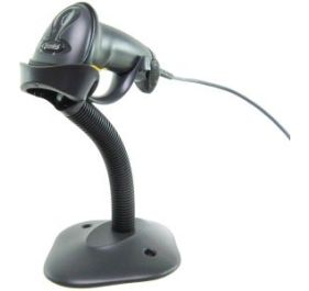 Escáner de código de barras portátil Zebra LS2208. Cable USB negro y soporte incluidos. LS2208-SR20007R-UR