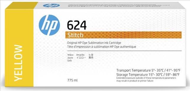 New, Pre-owned, HP 624 775ml Yellow Stitch Dye Sublimation Ink Cartridges, 2LL56A