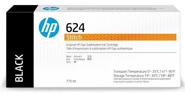 New, Pre-owned, HP 624 775ml Black Stitch Dye Sublimation Ink Cartridges, 2LL53A