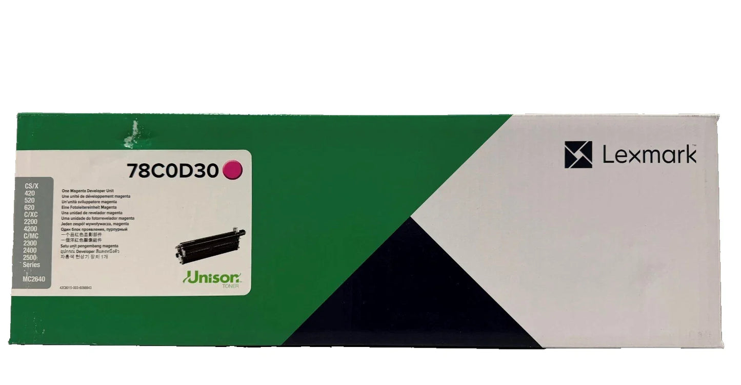 New, Pre-Owned - Lexmark 78C0D30 Extra High Yield Magenta Developer Unit