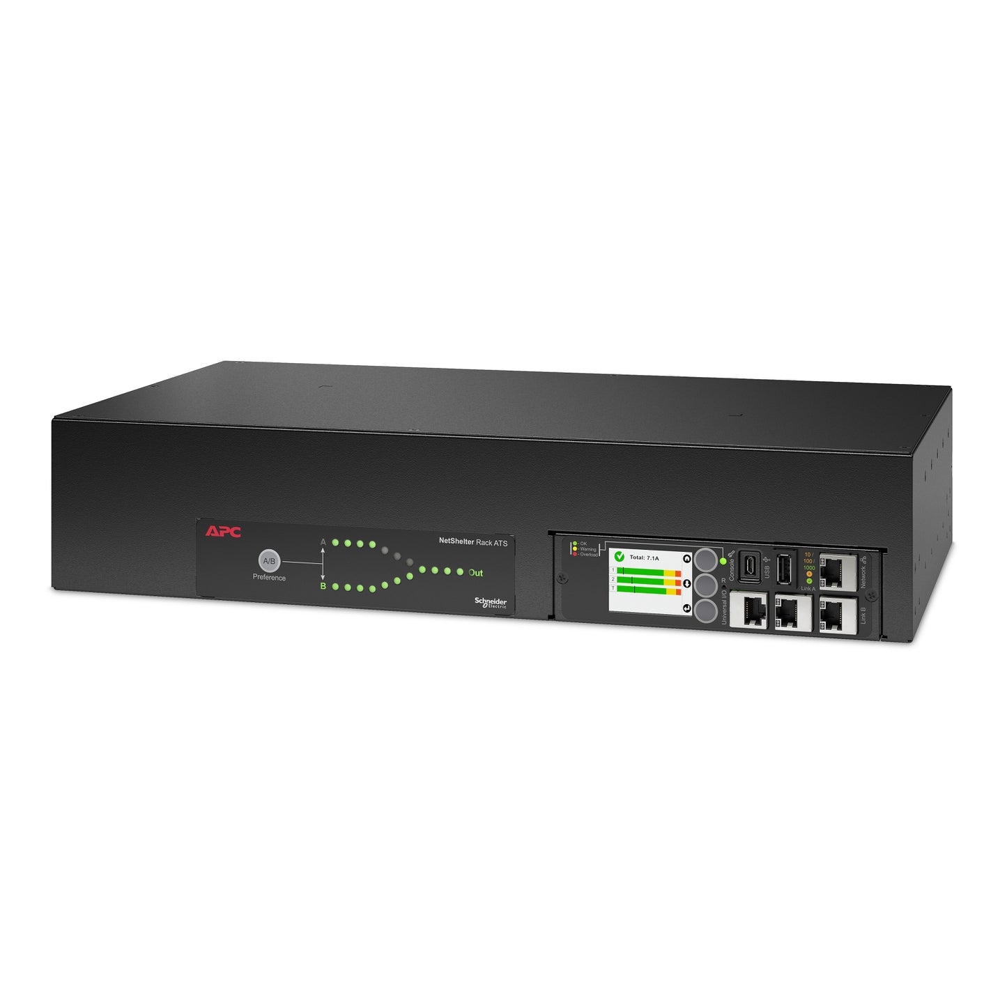 Interruptor de transferencia automático para rack APC, 30 A, entrada doble, 16 tomas, AP4453A