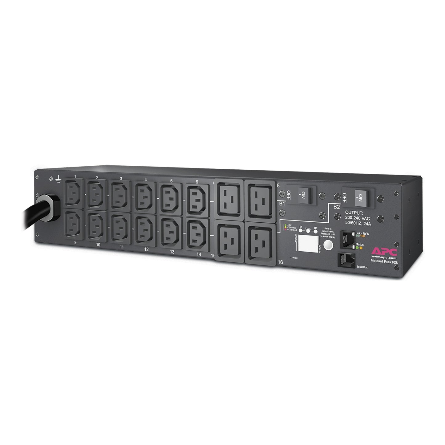 PDU de rack con medidor APC de 30 A y 208 V con 12 salidas C13 y 4 C19 AP7811B