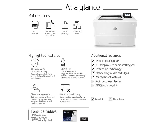 HP LaserJet Enterprise M507dn 45 PPM Monochrome Printer 1PV87A#BGJ