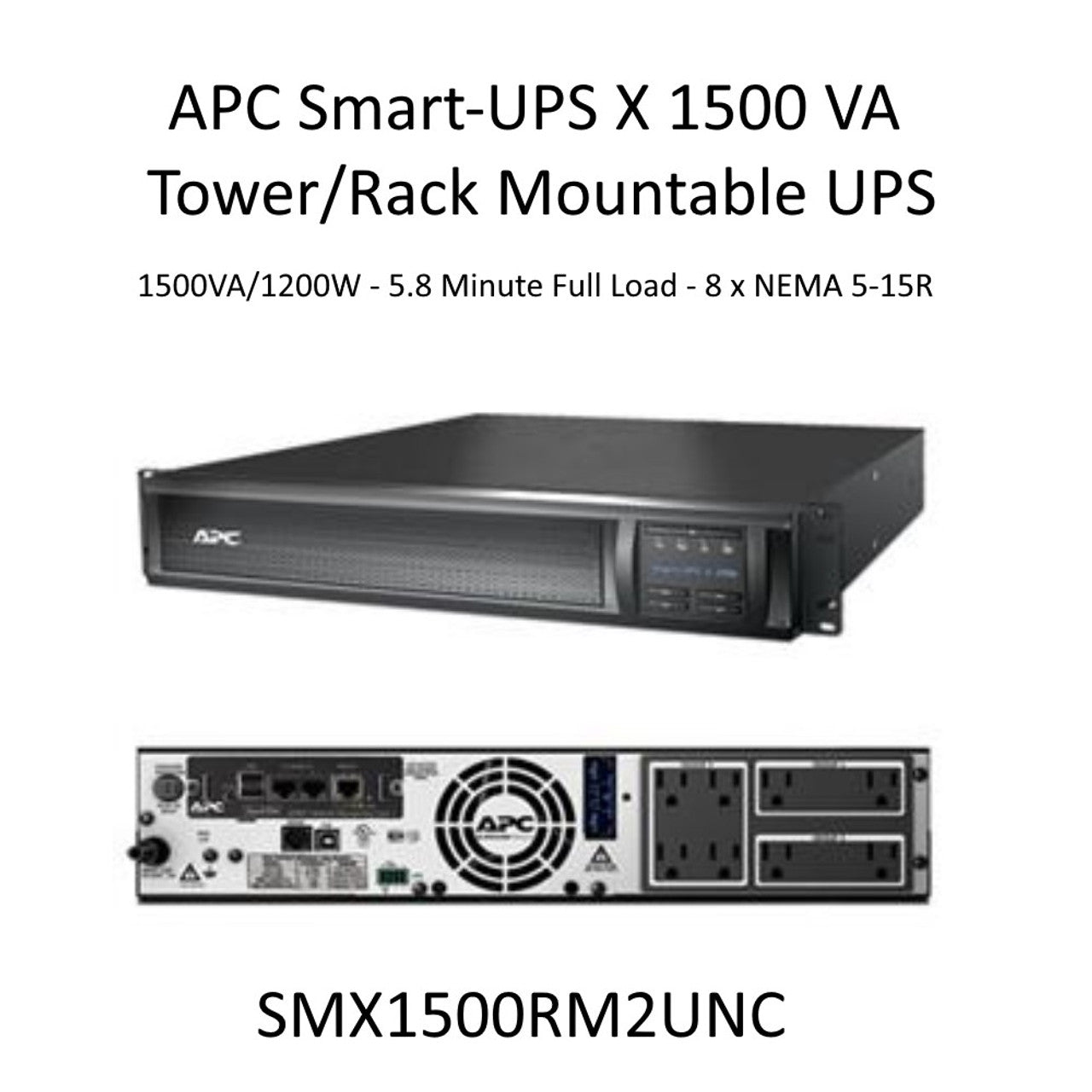 APC Smart-UPS X Line Interactive 1500VA 120V Power Supply System SMX1500RM2UCNC