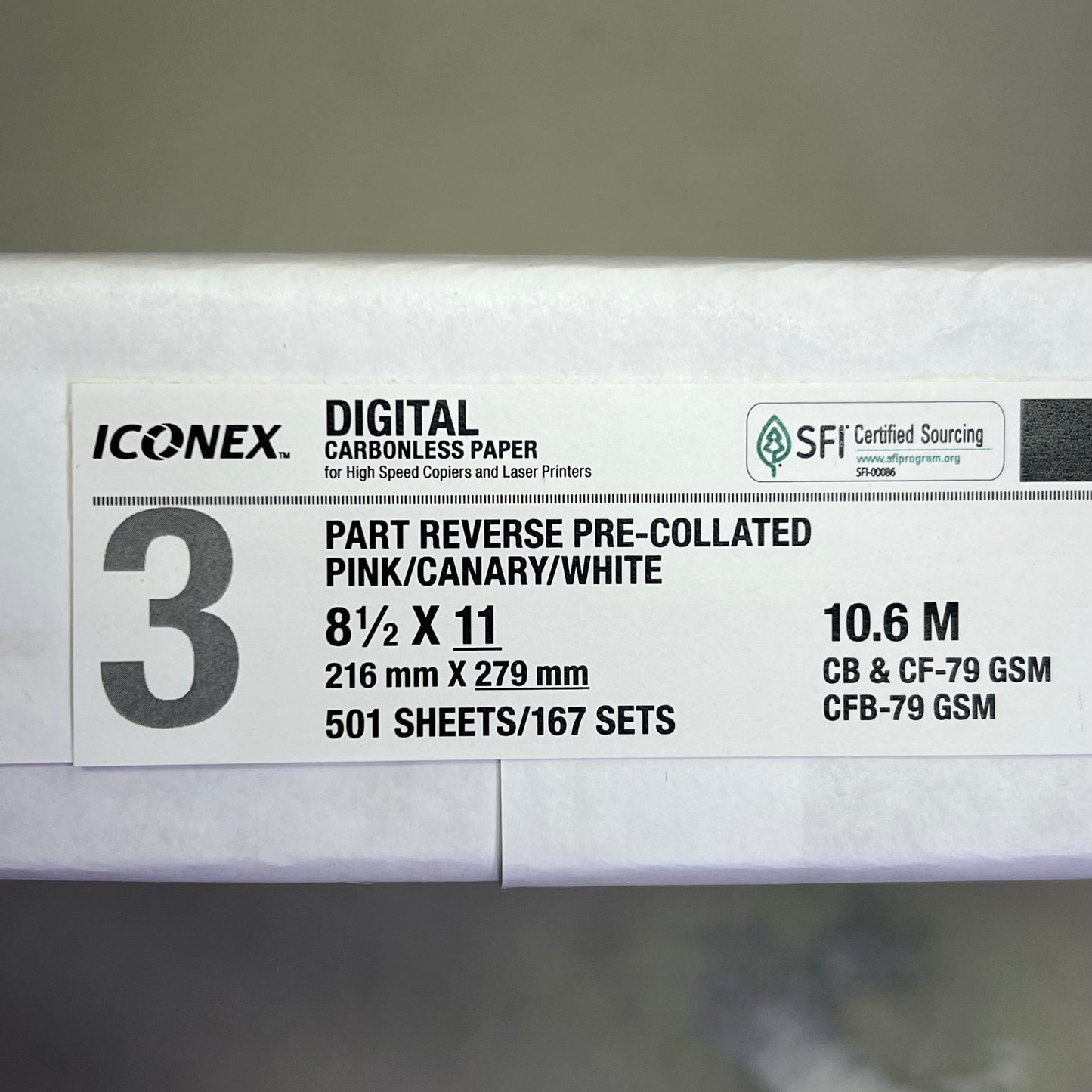 ICONEX (2,505 PACK) Digital Carbonless Paper 8.5x11 White/Canary/Pink 9077-1007