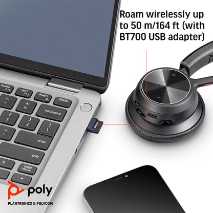 Poly Voyager Focus 2 UC Over-Ear Stereo Headset Noise Cancelling 76U46AA