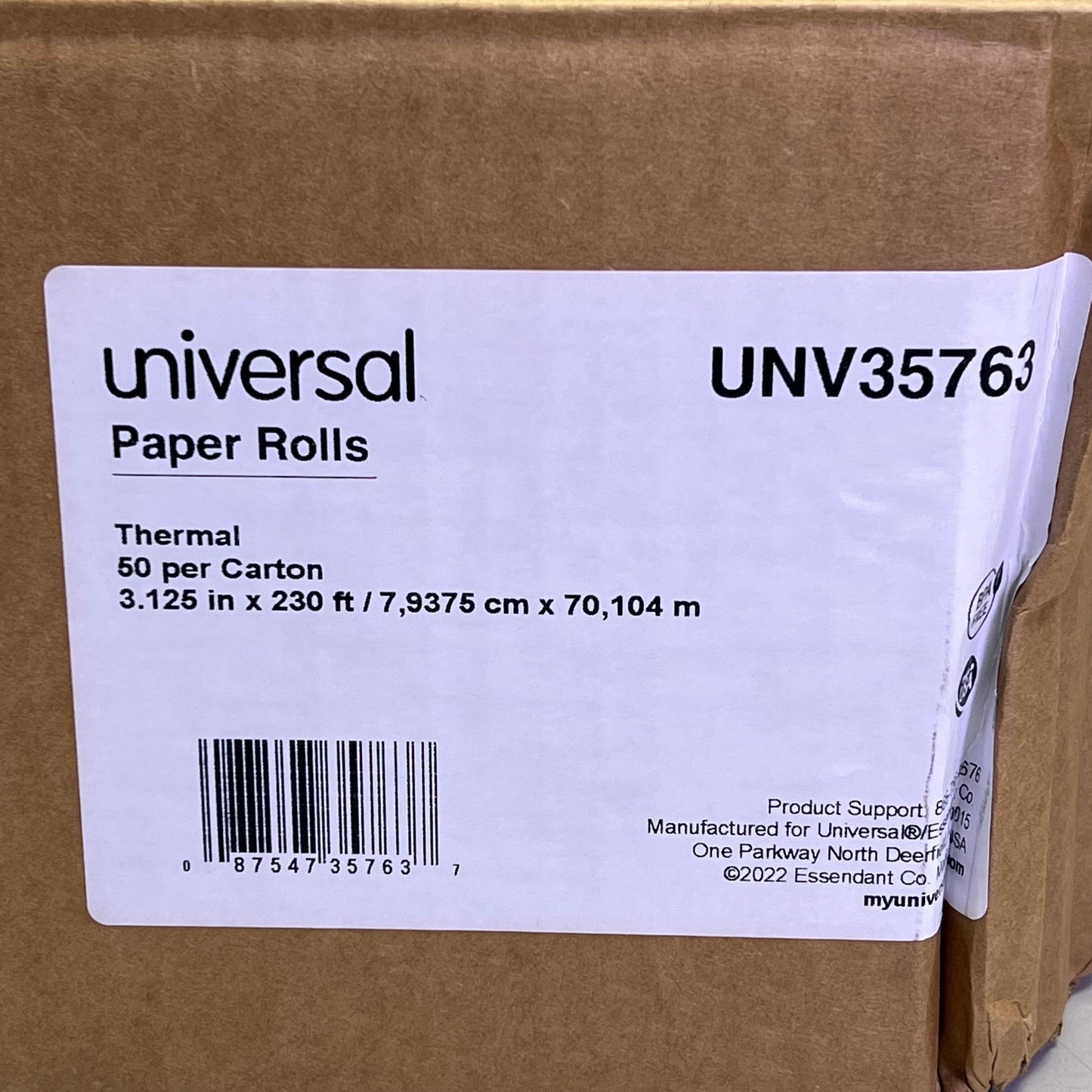 UNIVERSAL (50 ROLLS) Thermal Printing Paper Rolls 3.13" X 230' White UNV35763