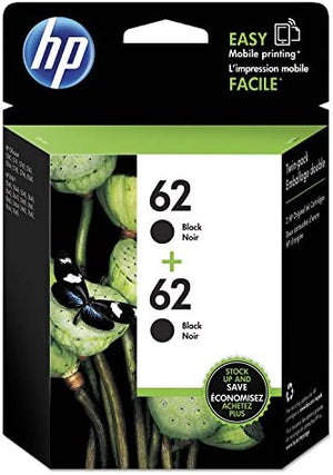 New, Pre-Owned - HP 62 (C2P04AN) Black Ink Cartridge- Twin Pack