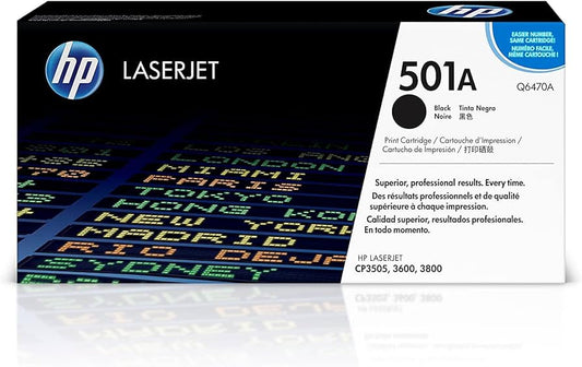 New, Pre-Owned - HP 501A Standard Yield Black LaserJet Toner Cartridge, Q6470A