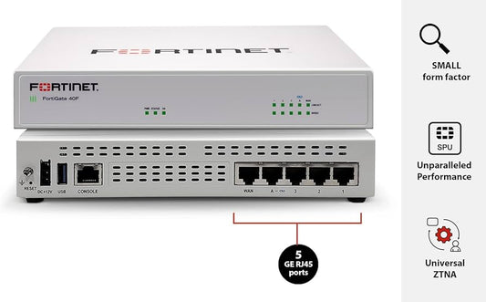 Fortinet FortiGate 40F Firewall 5 Gbps NGFW Secure SD-WAN FG-40F-BDL-950-12