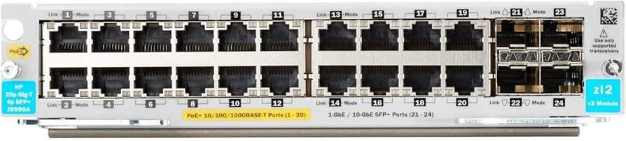 Aruba 20-Port PoE+ Gigabit Expansion Module with 4 SFP+ 10GbE J9990A
