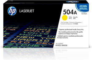 New, Pre-Owned - HP 504A Standard Yield Yellow LaserJet Toner Cartridge, CE252A