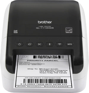 New, Pre-owned, Original Brother QL-1110NWB Wide Format, Postage and Barcode Professional Thermal Monochrome Label Printer with Wireless Connectivity