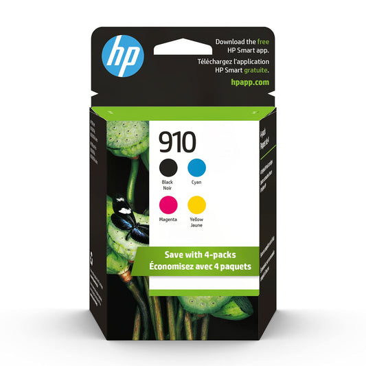 New, Pre-Owned - HP 910 Black, Cyan, Magenta, Yellow Ink Cartridges