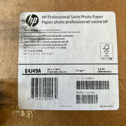 HP Professional Satin Photo Paper 60in x 100ft White E4J49A