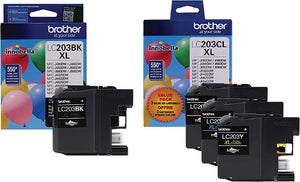 New, Pre-Owned - Brother LC203XL High Yield Black / 3 Color  Ink Cartridge (4-Pack)