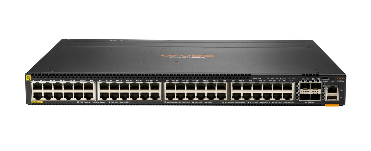 Aruba CX 6300M 48-Port 1GbE PoE+ Managed Switch JL661A