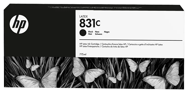 New, Pre-owned, HP 831C 775-ml (CZ694A) Black Latex Ink Cartridge