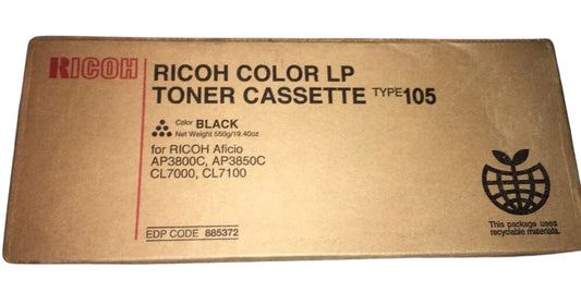 New, Pre-Owned - Ricoh COLORLP TYPE105 Standard Yield Black Toner Cartridge, 885372