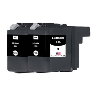 U.S. Remanufactured for Brother LC109BK XXL Super High Yield Black Twin Pack Ink Cartridges