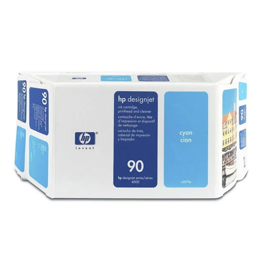 New, Pre-Owned - HP 90 400ml Value Pack Cyan Ink Cartridge, Printhead and Cleaner C5079A