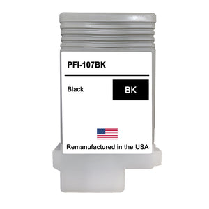 U.S. Remanufactured for Canon PFI-107BK 130ml Black Ink Cartridge