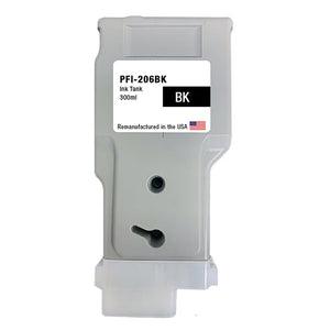 U.S. Remanufactured for Canon PFI-206BK 300ml Black Ink Cartridge