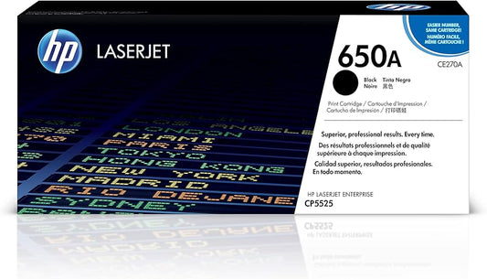 New, Pre-Owned - HP 650A Standard-Yield Black Laser Toner Cartridge, CE270A