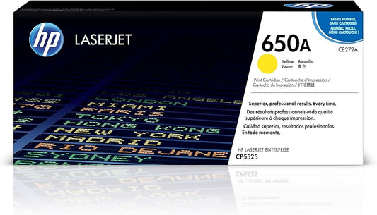 New, Pre-Owned - HP 650A Standard-Yield Yellow Laser Toner Cartridge, CE272A