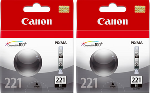 New, Pre-Owned - Canon CLI-221 Black Ink Cartridges- 2 Pack