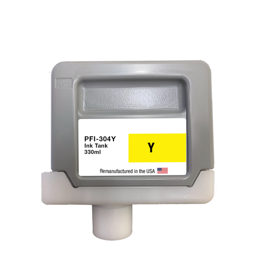 U.S. Remanufactured for Canon PFI-304Y 330ml Yellow Ink Cartridge