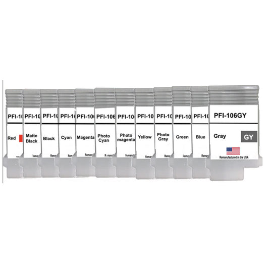 U.S. Remanufactured Ink Cartridges for Canon PFI-106 130mL 12-Pack