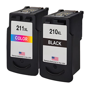 U.S. Remanufactured for Canon PG-210XL Black / CL-211XL Color Ink Cartridge Combo Pack