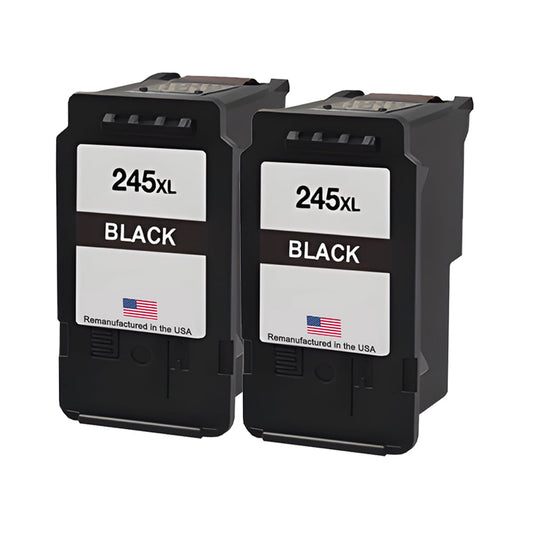 U.S. Remanufactured for Canon PG-245XL Black Twin Pack High Yield Ink Cartridges