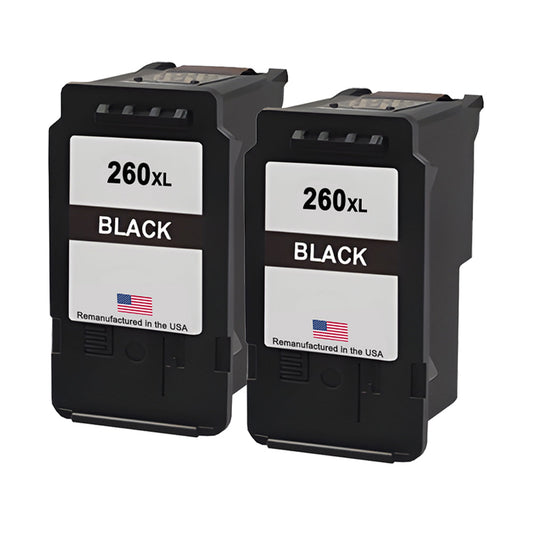 U.S. Remanufactured for Canon PG-260XL Black Ink Cartridge Twin Pack