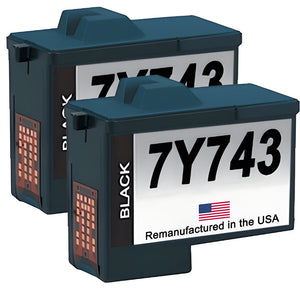 U.S. Remanufactured Ink Cartridges for Dell Series 2 7Y743 Black Twin Pack