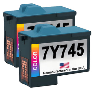 U.S. Remanufactured Ink Cartridges for Dell Series 2 7Y745 Color Twin Pack