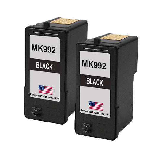 U.S. Remanufactured for Dell Series 9 MK992 Black Ink Cartridges Twin Pack