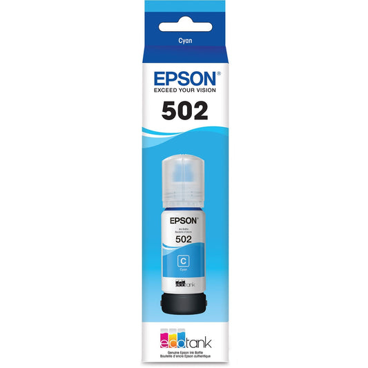 New, Pre-Owned - Epson 502 Cyan Ink Bottle, T502220-S