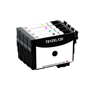 U.S. Remanufactured for Epson 812XL High Yield 4-Color Ink Cartridge Pack