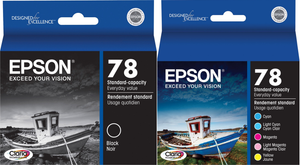 New, Pre-Owned - Epson 78 Claria black, Cyan, Light Cyan, Magenta, Light Magenta, Yellow Ink Cartridges, Pack Of 6, T078920