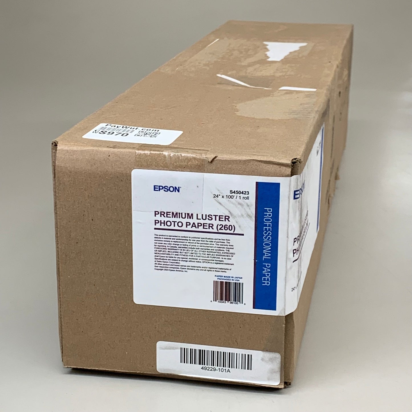 EPSON Premium Luster (260) Instant Drying Photo Paper 44" x 100' Roll  S450423