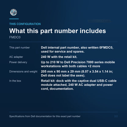 Dell Performance Dock WD19DCS Dual USB-C Docking FMDC0 configuration and what ships