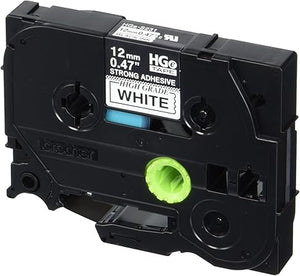 New, Pre-owned, Genuine Brother P-Touch, Black on White Extra Strength Adhesive Tape HGE-S231 0.47" (12mm) x 26.2ft (8m)