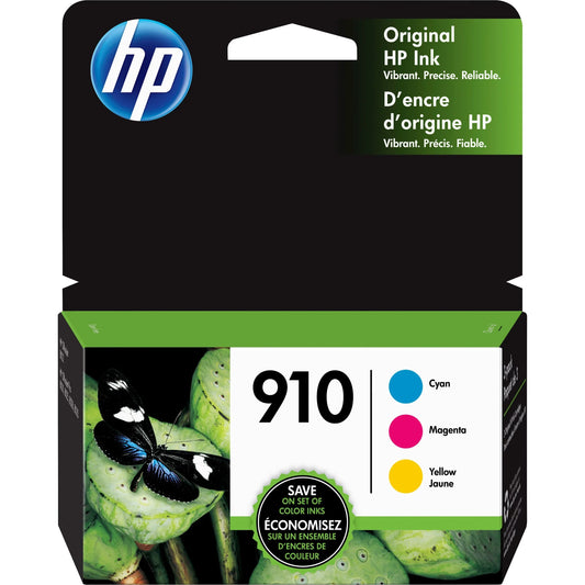 New, Pre-Owned - HP 910 Ink Cartridges - Cyan, Magenta, Yellow, 3 Cartridges