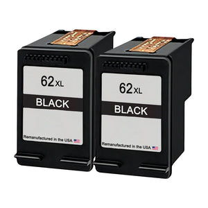 U.S. Remanufactured for HP 62XL (C2P05AN) Black Twin Pack Ink Cartridges