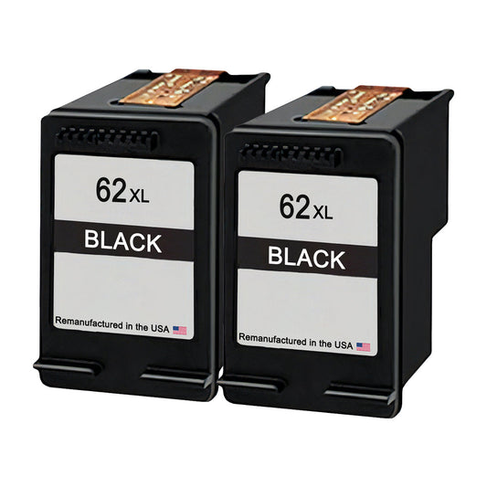 U.S. Remanufactured for HP 62XL (C2P05AN) Black Twin Pack Ink Cartridges