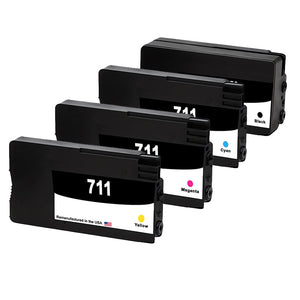 U.S. Remanufactured Ink Cartridges for HP 711XL 1 Black / 711 3 Color 4-pack